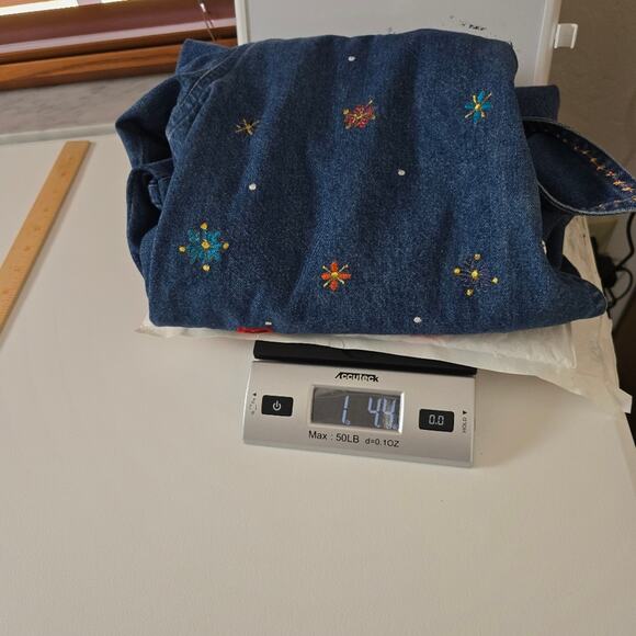 New Directions Blue Denim  Jacket Shirt Snowman Shacket Christmas Embroidery L - Picture 14 of 14